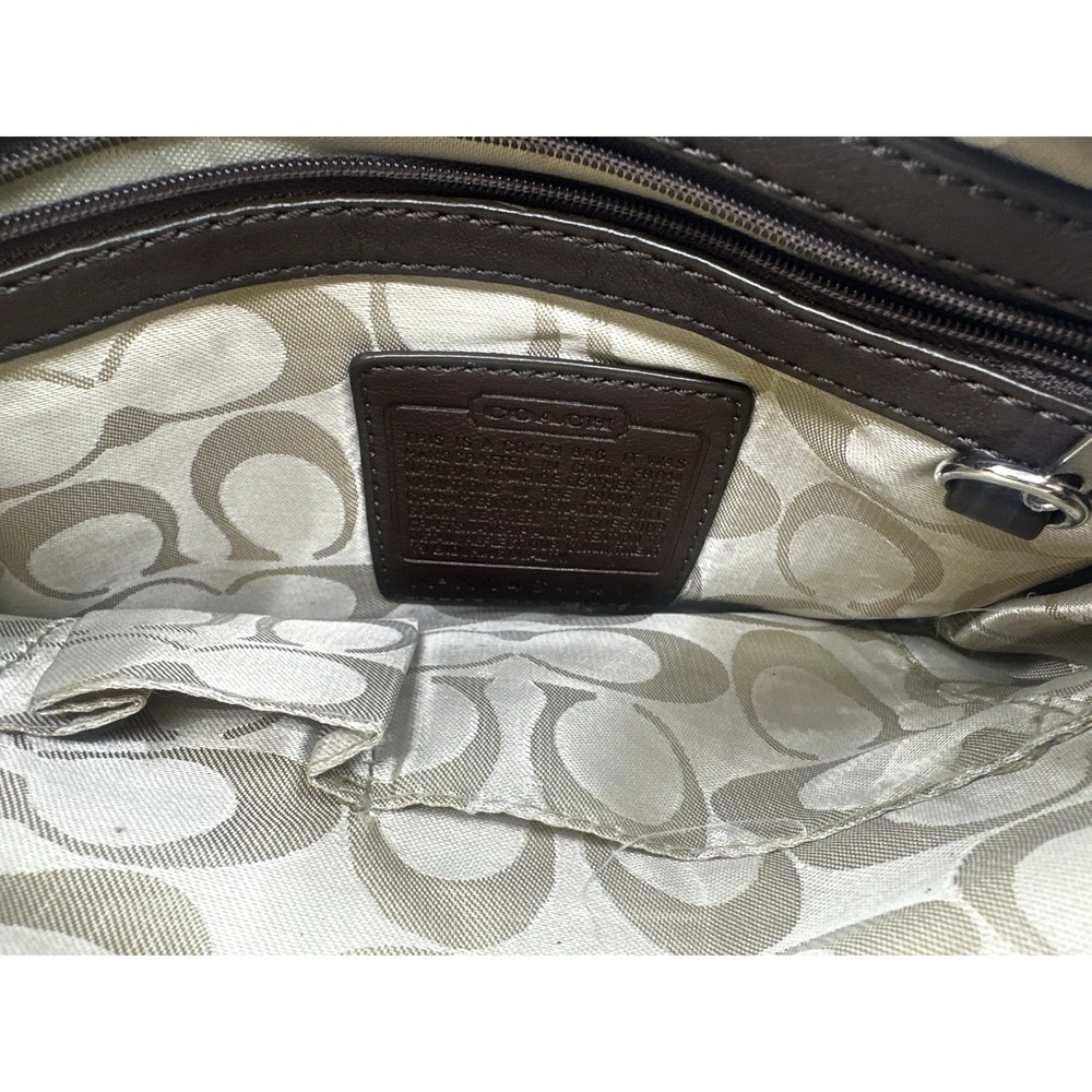 Coach Signature Soho Hobo Shoulder Bag Brown Khaki Canvas Leather Buckle Trim 14 - Picture 16 of 16